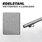 V2Aox Handlauf Treppengeländer aus Edelstahl, Durchmesser: 4,2 cm, Rostfrei & Wetterfest, Inklusive Montagematerial, Halter, Länge: 140 cm