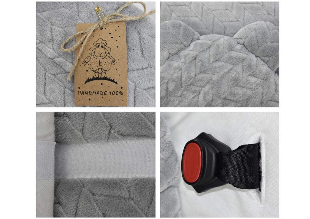 DANKA® Einschlagdecke für Babyschale, Kinderwagen, Kindersitze und Maxi Cosi - Baby Decke für Neugeborene, 80x80cm, mit Kapuze und Klettverschluss für Winter und Sommer, ganzjährig - Grau