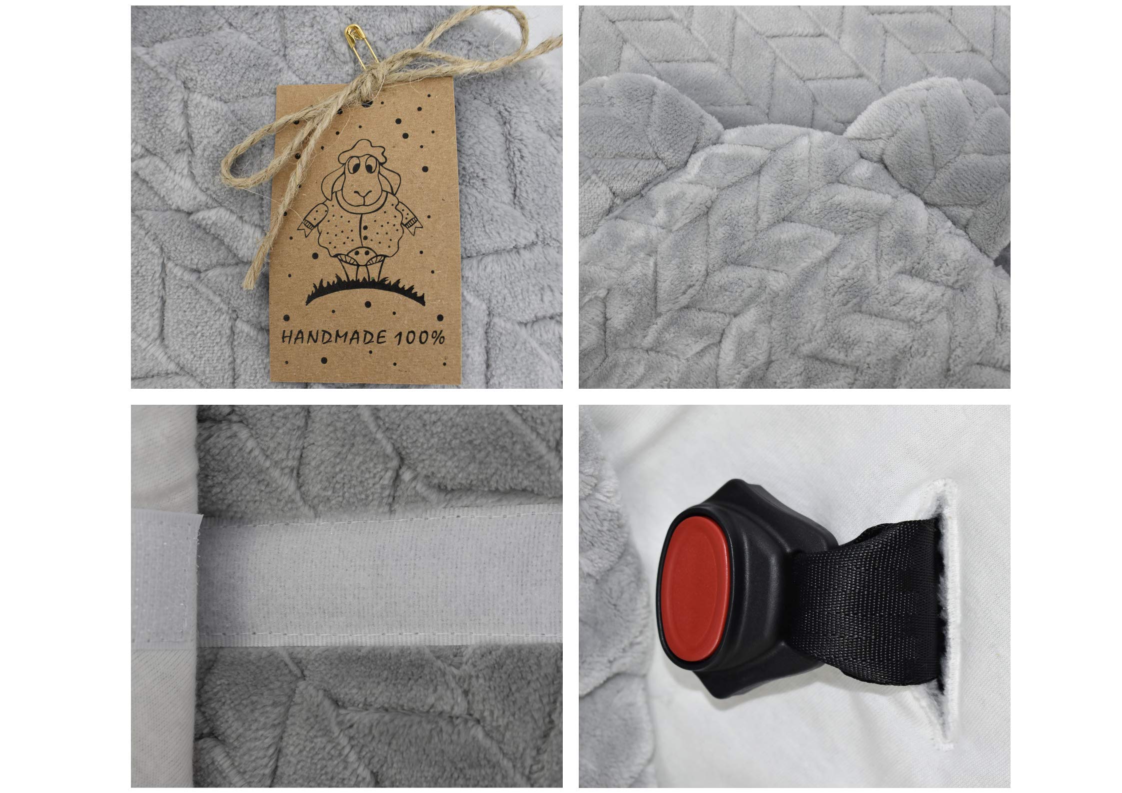 DANKA® Einschlagdecke für Babyschale, Kinderwagen, Kindersitze und Maxi Cosi - Baby Decke für Neugeborene, 80x80cm, mit Kapuze und Klettverschluss für Winter und Sommer, ganzjährig - Grau
