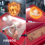 Arebos Sandstrahlkabine 90 Liter | Sandstrahlgerät mit Strahlpistole mit 4 Keramikdüsen | zur Aufbereitung | Arbeitshandschuhe | Sichtfenster inkl. 4 Ersatzfolien