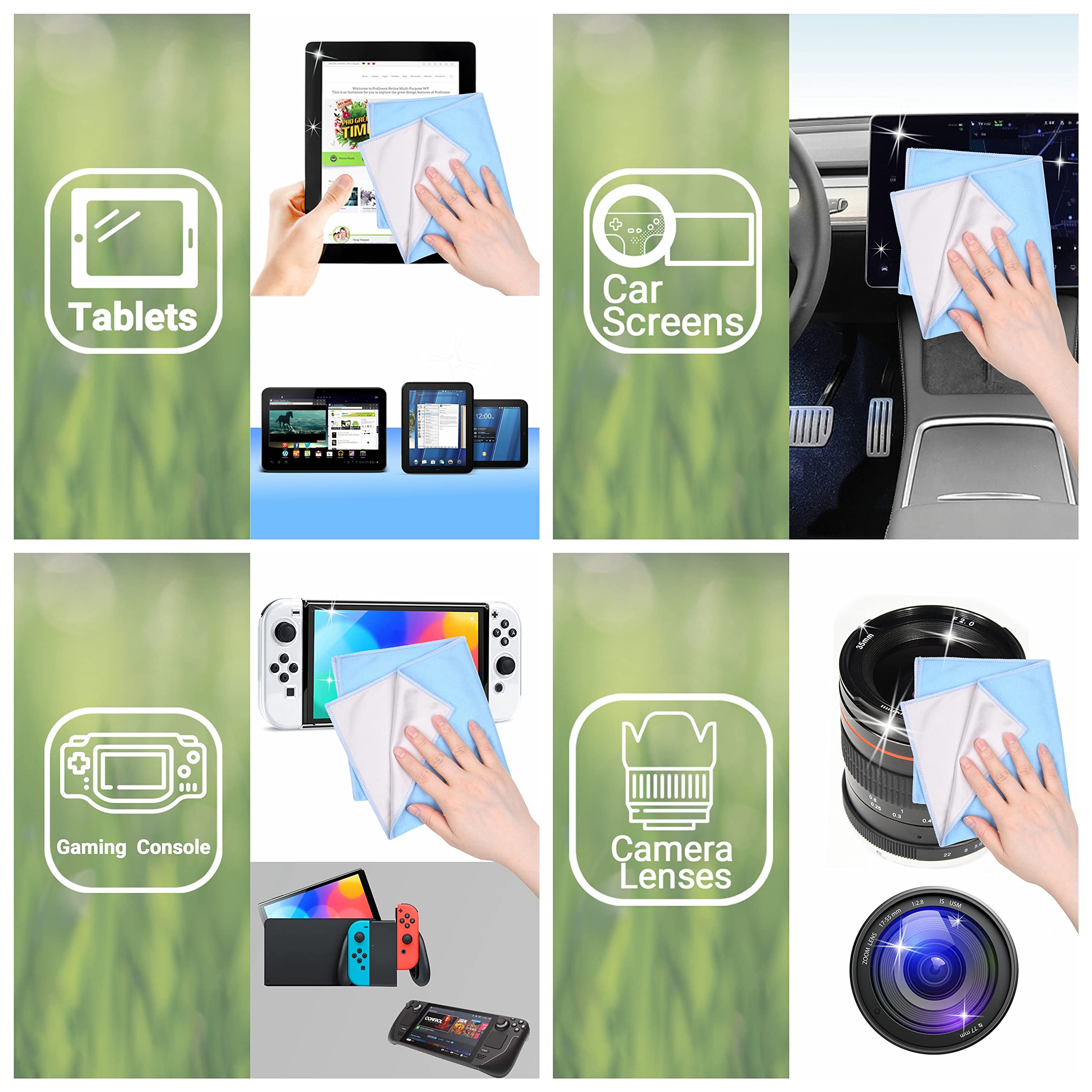 Übergroße Mikrofaser-Reinigungstücher XL - 5er Pack - 12 x 12 Zoll - Doppelseitige Reinigungstücher - Mikrofaser- und Wildledertuch für Smartphones, LCD-Fernseher, Tablets, Laptop-Bildschirme