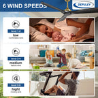 Depuley Groß Deckenventilator ohne Licht: 132CM Ventilator mit Fernbedienung und APP für Terrasse Garten - Leise Deckenventilator, Reversibler DC Timer für Schlafzimmer, Wohnzimmer, Schwarz und Gold