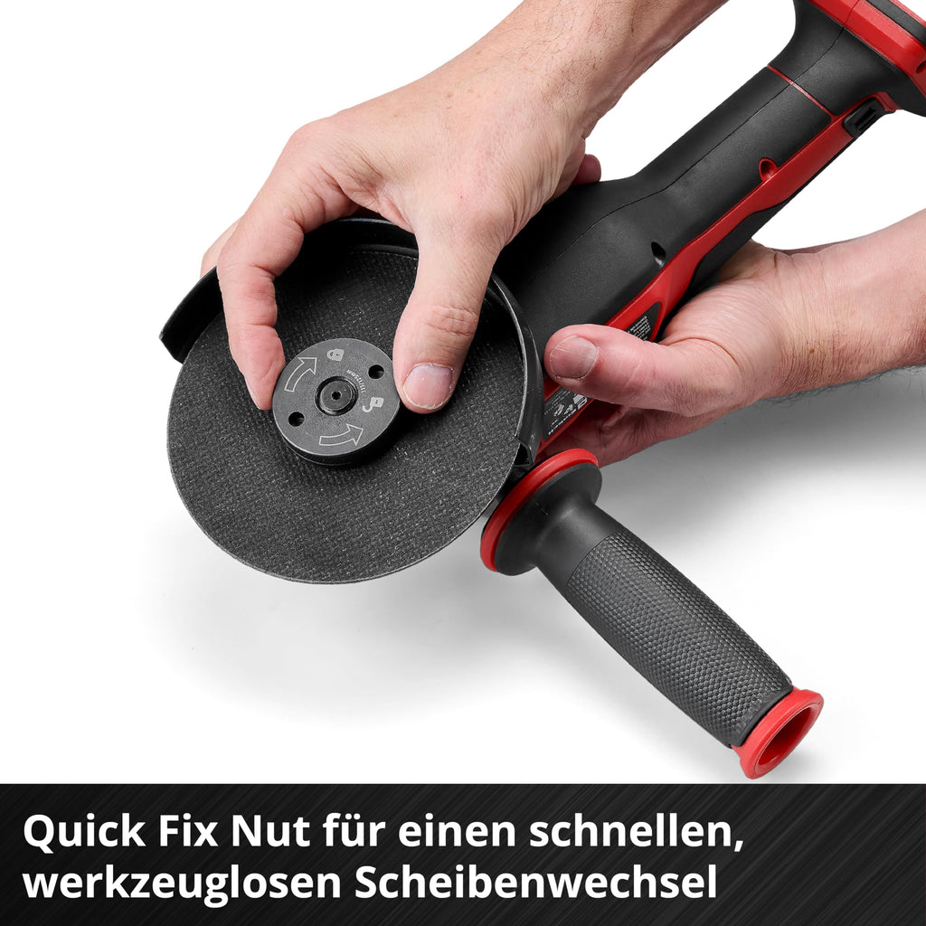 Einhell Professional Akku-Winkelschleifer AXXIO 18/125 Q Li-Solo Power X-Change (18 V, 700 W, 125 mm Scheiben-Ø, 33 mm Schnitttiefe, Brushless, Quick-Fix-Nut, ohne Trennscheibe, ohne Akku)