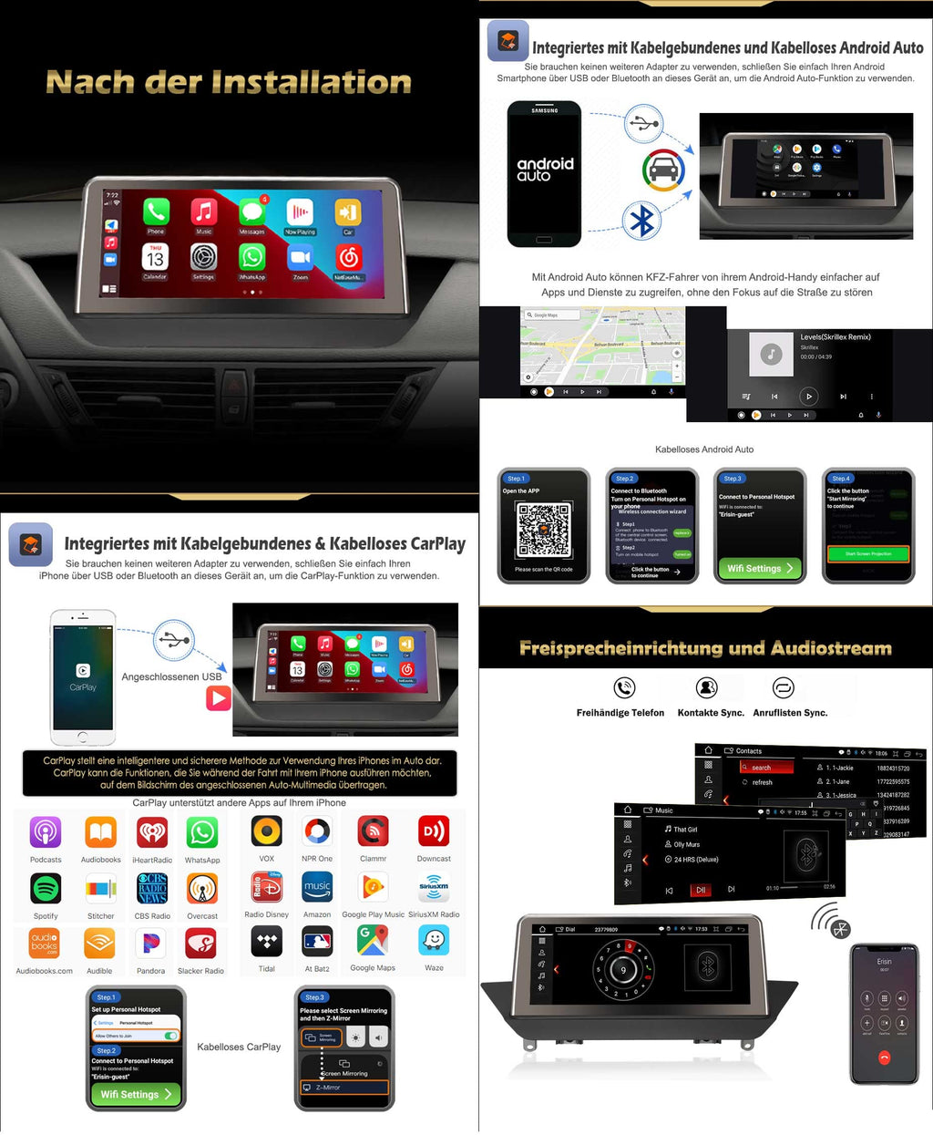 10.25" Android 14 8-Kern 4GB RAM+64GB ROM Autoradio GPS Navi für BMW X1 E84 (2009-2015) CIC Unterstützt Kabellos CarPlay IPS Touch Screen iDrive OEM Radio Bluetooth DAB+ Android Auto WiFi TPMS Can-Bus