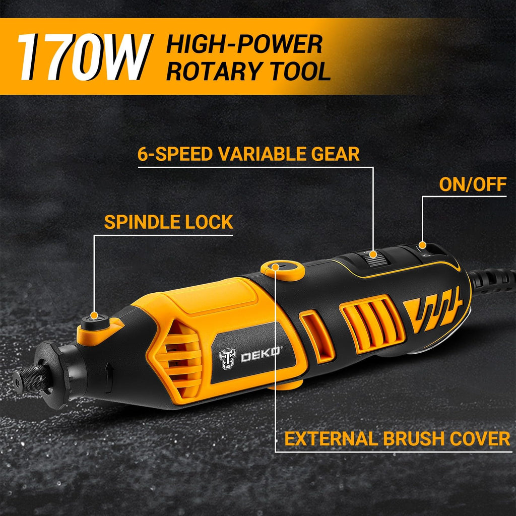 Multifunktionswerkzeug Rotationswerkzeug Gravur Gerät Mini Schleifer: DEKOPRO 170W 127 Zubehör Set Variable Drehzahl 8000-35000RPM - Multifunktionswerkzeuge für Schneiden, Bohren, Polieren, Reinigen