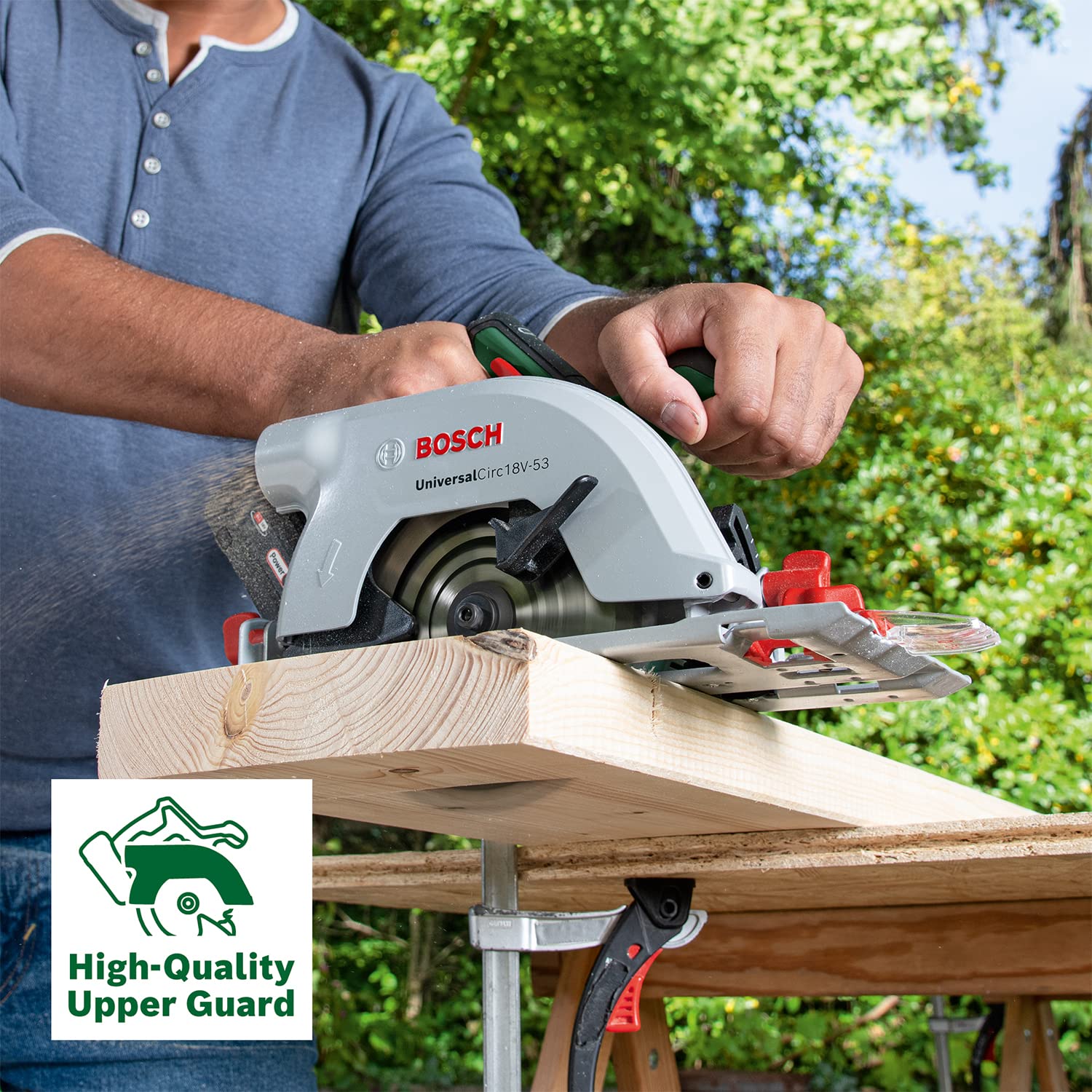 Bosch Akku-Kreissäge UniversalCirc 18V-53 (Präzises Sägen in Holz; max. Schnitttiefe 53 mm; 18 Volt System; ohne Akku)