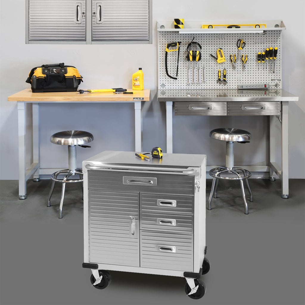 Seville Classics Werkstattwagen mit Edelstahl-Arbeitsplatte, 71.1 x 45.7 x 87.6 cm (LxBxH), grau, Granit