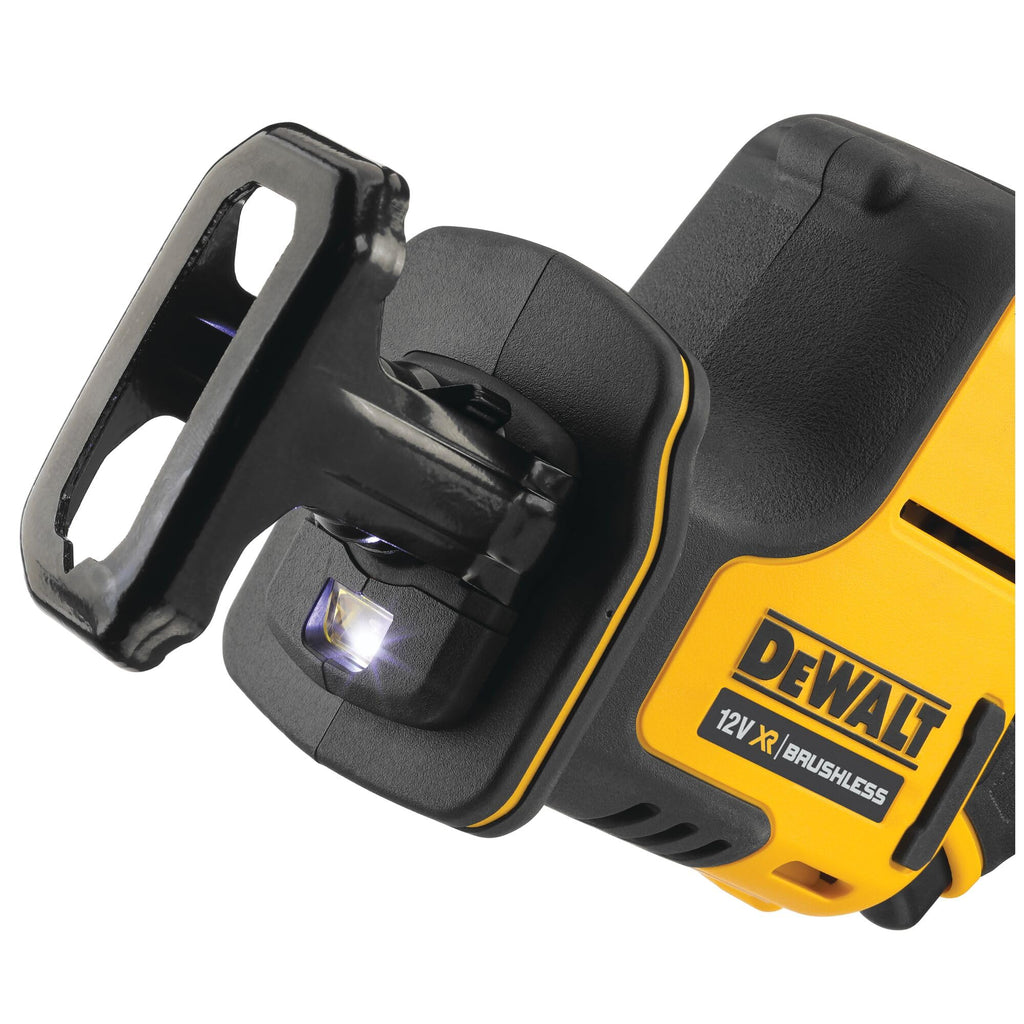 DEWALT 12V XR Akku Kompakt-Säbelsäge (bürstenloser Motor, extrem kompakt, elektronische Hubzahlregulierung, werkzeugloser Blattwechsel, mit LED-Licht, Lieferung ohne Akku und Ladegerät) DCS312N