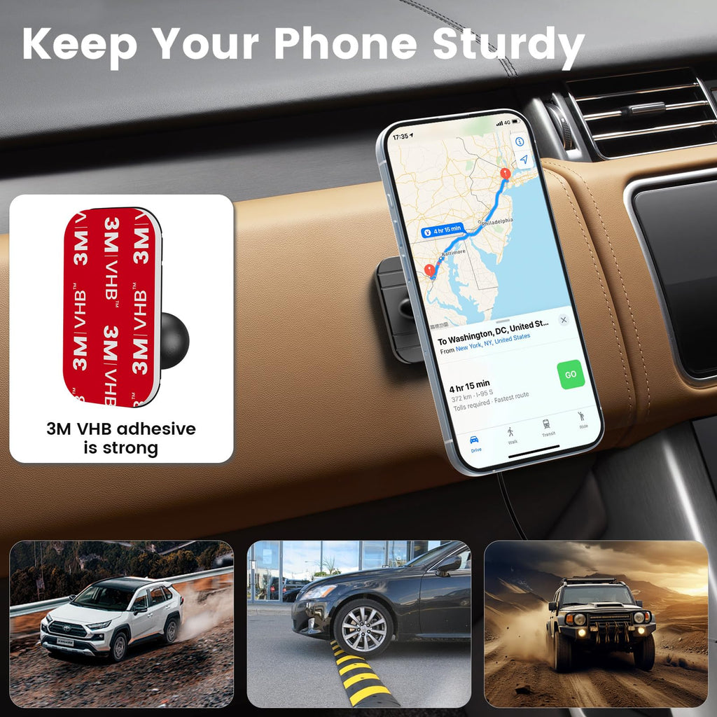 OHLPRO Magsafe Autohalterung mit Ladefunktion, 15W Schnellladegerät Handyhalterung Auto Magnet für iPhone 17 16 15 14 13 12 Pro Max Plus, Induktive Ladestation für Armaturenbrett & Lüftung, Grau