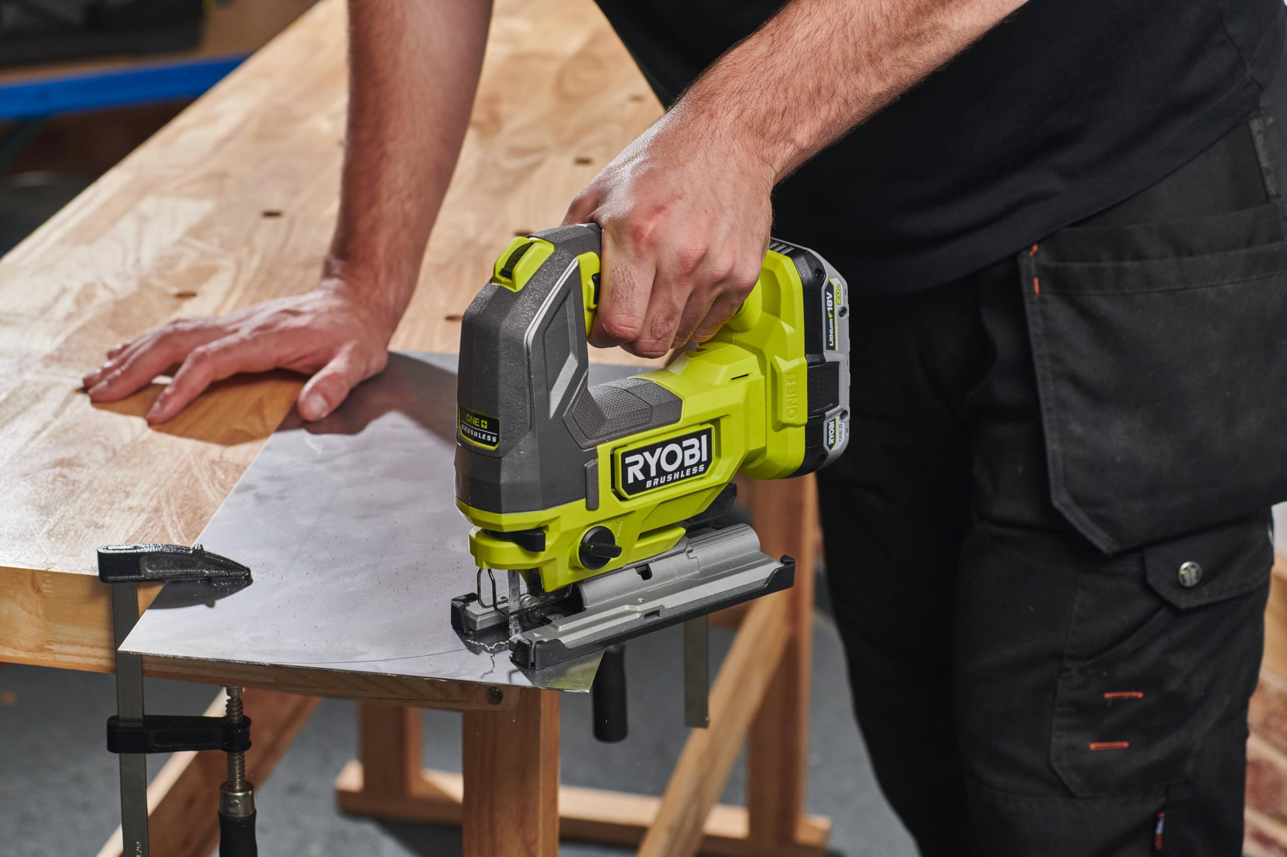 RYOBI 18 V ONE+ Brushless Akku-Stichsäge RJS18BL-0, 25 mm Hublänge, Pendelhub, ohne Akku und Ladegerät
