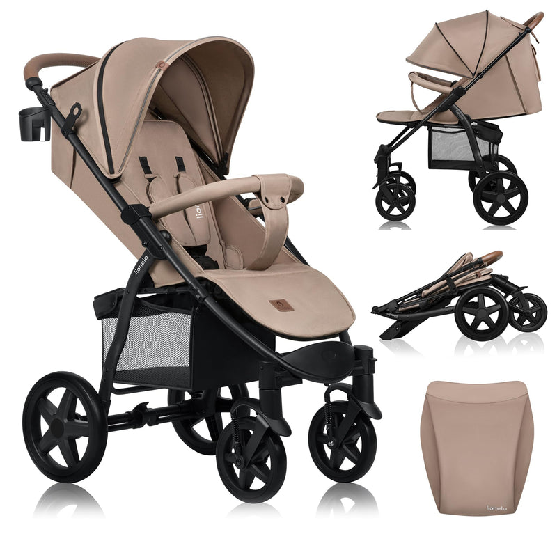 LIONELO Annet Buggy bis 22 kg mit Liegefunktion, Kinderwagen klein zusammenklappbar mit Zubehör, Eva-Schaum-Räder, Moskitonetz, Fußdecke Getränkehalter, Korb