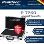 PeakTech Alukoffer P 7260 – abschließbarer Universal-Transportkoffer mit Würfelschaumstoff – tragbarer Fotokoffer – robuster Alu Koffer mit Schutz vor Regen und Staub – groß (370 x 230 x 80mm)