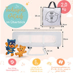 zoula kidz® faltbares Bettgitter als Rausfallschutz Bett Reise - Klappbar & Höhenverstellbar - Bettschutzgitter für Boxspringbett, Elternbett, Kinderbett - Mit Tasche & Gurt - ultrakompaktes Packmaß