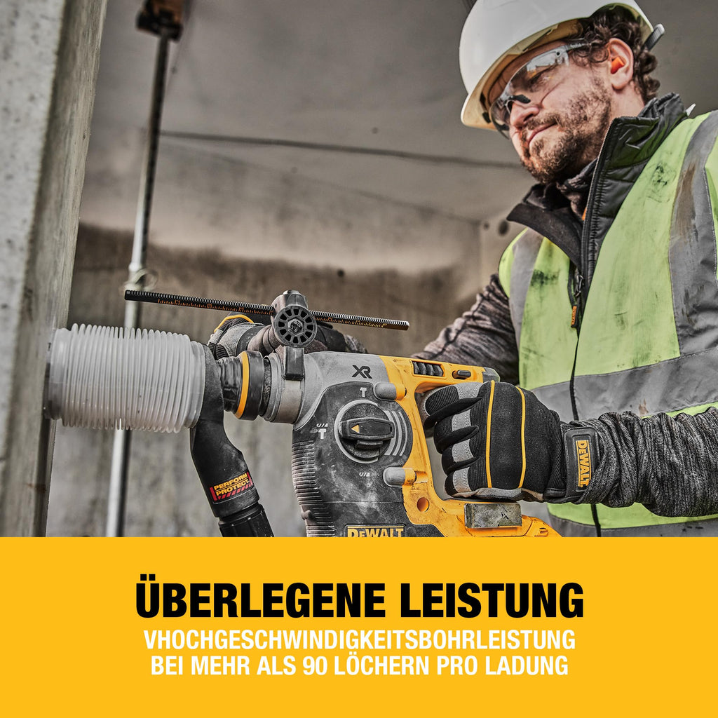 DEWALT SDS-plus XR Akku-Kombihammer/Schlagbohrmaschine (18V, bürstenlos, 24mm, ideal für Bohranker/Befestigungslöcher, 2x 18V / 5 Ah Li-Ion Akkus, Ladegerät, T-STAK Box), DCH273P2T-QW