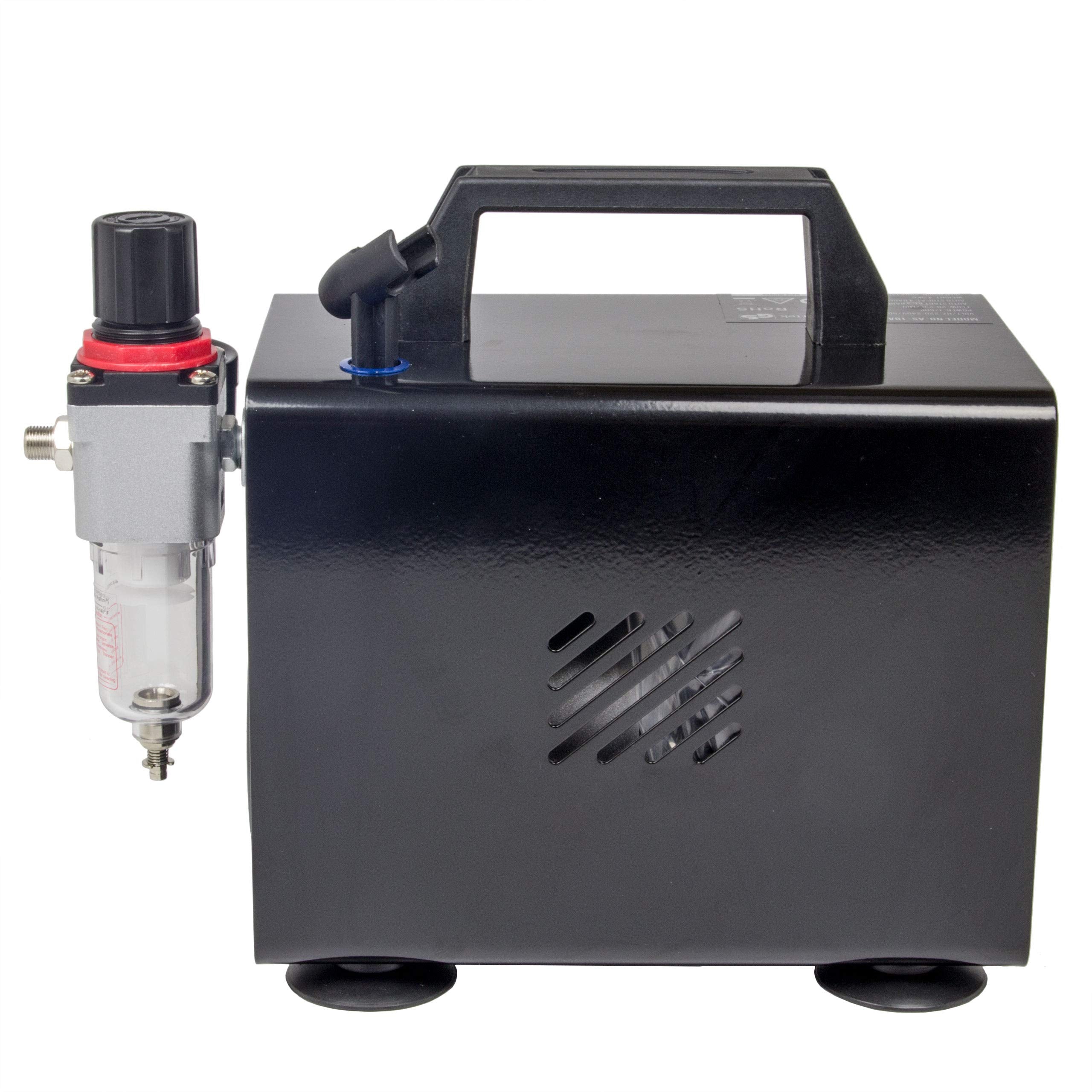 Fengda AS-18A - Professional Airbrush mini Kompressor / 4 bar/Kompakt mit Manometer, Druckminderer