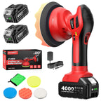 2025 Poliermaschine Auto Akku, 2x4000mAh Batterie (Bis zu 6000 U/min) Poliermaschine Auto, 6'' Autopolierer, 8 mm Exzenter-Poliermaschine für Auto-und Bootspflege, Polieren Wachsen Auto Detaillierung