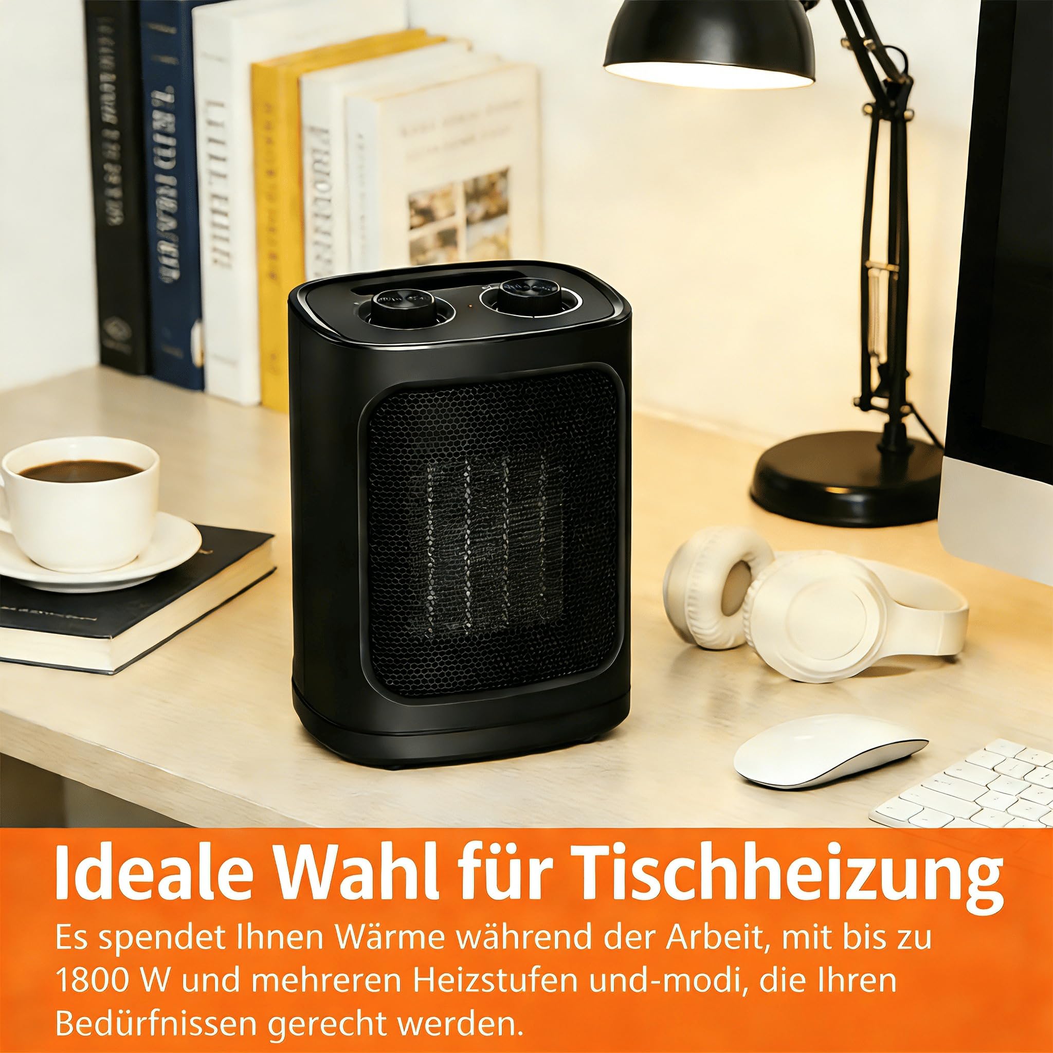 COWSAR Mini Heizlüfter Energiesparend, 1800W Elektroheizung 3 Heizstufen ✓ Überhitzungs & Kippschutz ✓ Keramik Heizlüfter für Badezimmer, Schlafzimmer, Büro