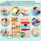 23 in 1 Busy Board Montessori Spielzeug ab 1 jahr Activity Board Holzspielzeug Mit 15 Schaltern, 26 LED Lichtern, Spieluhr, Schloss, Schnürsenkeln, Reißverschluss für 1 2 3 Jahre Jungen und Mädchen