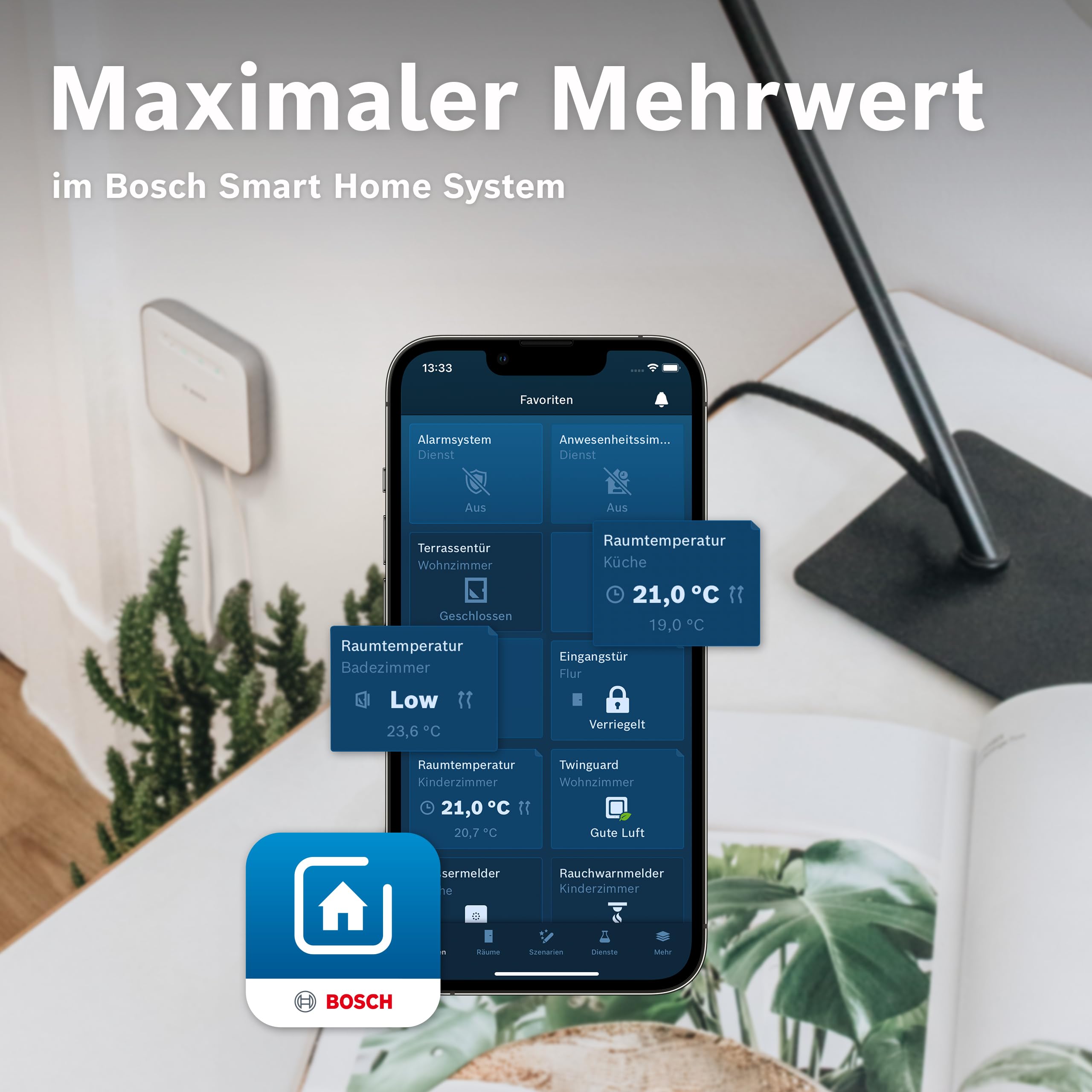 Bosch Smart Home Heizkörperthermostat II [+M], smartes Thermostat, Flexible Nutzung im Bosch Smart Home System oder herstellerübergreifend in Matter Systemen, anthrazit