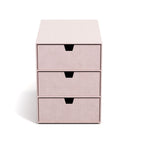 BIGSO INGRID Schubladenbox für Dokumente und Bürobedarf – Schreibtisch Organizer mit 3 Schubladen – Ablagesystem aus 100% recycelter Faserplatte und Papier in Leinenoptik – rosa