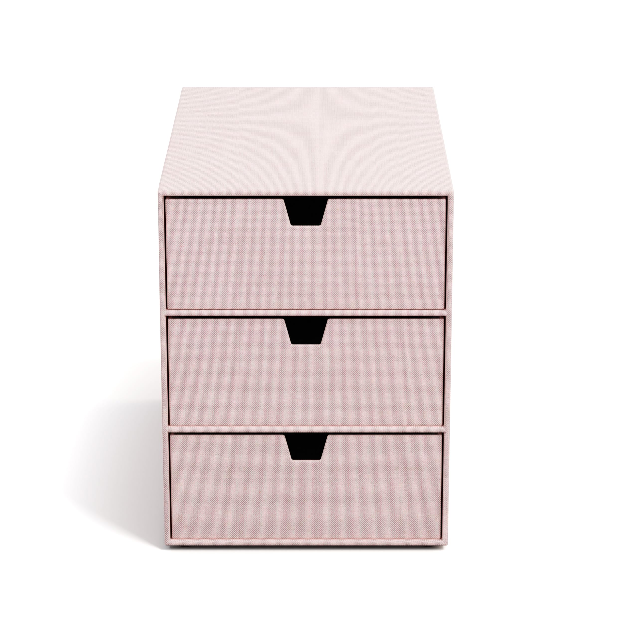 BIGSO INGRID Schubladenbox für Dokumente und Bürobedarf – Schreibtisch Organizer mit 3 Schubladen – Ablagesystem aus 100% recycelter Faserplatte und Papier in Leinenoptik – rosa
