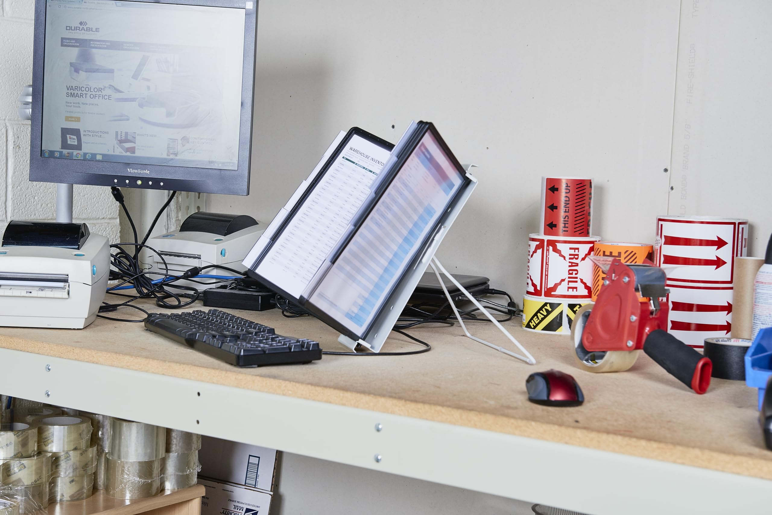 Durable Instaview20 Pocket Erweiterbares Desktop-Referenzsystem, Briefgröße, 10 doppelseitige Paneele, schwarze Ränder