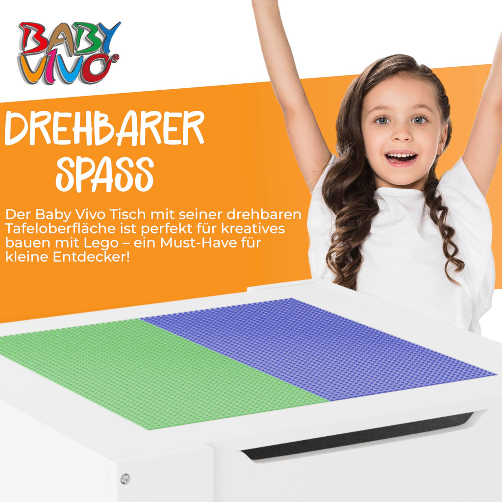 Baby Vivo Kindersitzgruppe Kindertischgruppe Kindermöbel Kinderzimmer Set mit multifunktionalem Tisch und 2 Stühlen aus Holz - Moritz