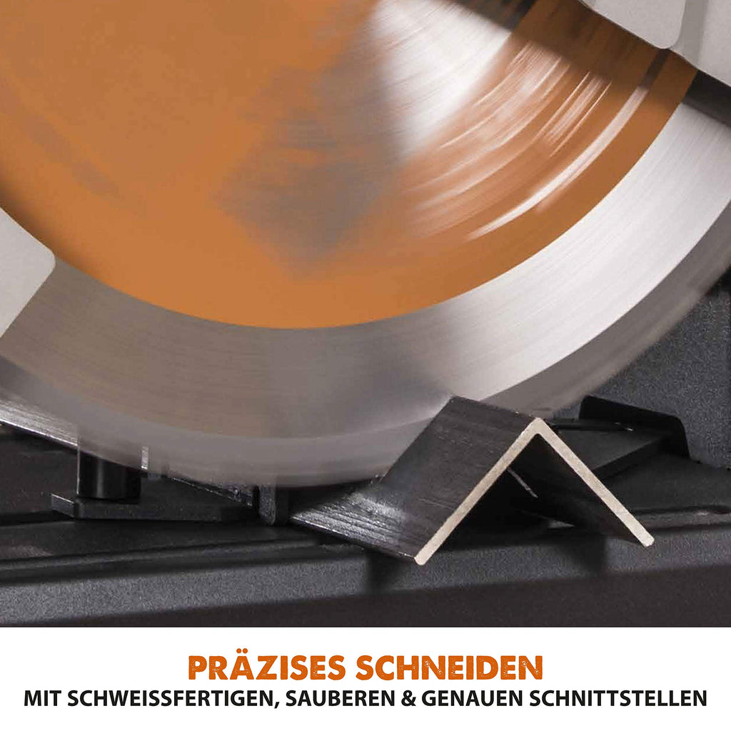 Evolution R355CPS Kappsäge Kapp-Zug-Gehrungssäge 2200 W | inkl. Ø 355 mm HM-Sägeblatt Multi-Material-Schneiden Holz, Aluminium, Stahl, Kunststoff | Schnittleistung von 120 x 120 mm | 0-45˚ Gehrung