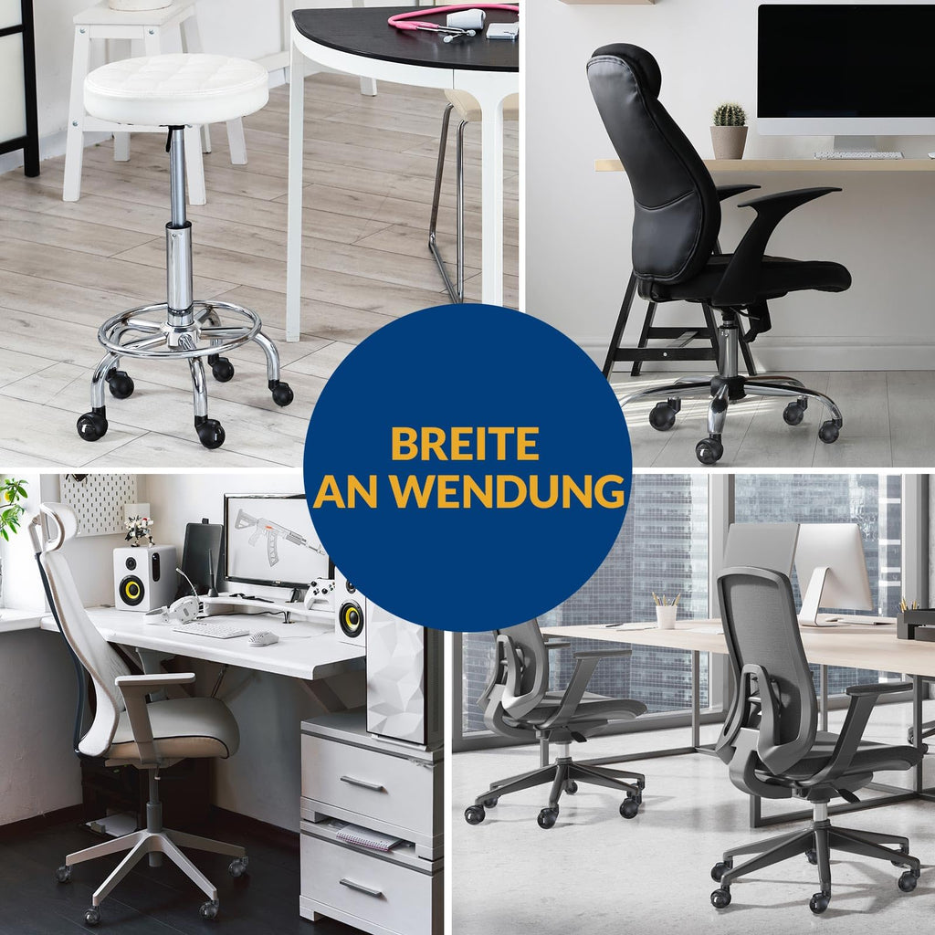 COSYLAND Bürostuhl Rollen 5er-Set 10x22 mm, Gummi Ersatzrollen für Bürostühle, leise Stuhlrollen für Parkett, Teppich & Hartboden (Nur für 1-KEA geeignet)