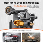 VEVOR Hochdruckreinigerpumpe, 3/4 Zoll Welle horizontal, 3500 PSI, 2,5 GPM, Ersatz-Hochdruckreinigerpumpen-Set mit 5 Düsen, Hardware und Siphonrohr, bis zu 150 Stunden, Hochdruckreiniger Ersatzpumpe