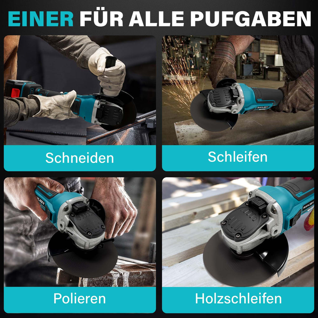 Akku Winkelschleifer 125mm für Makita 18V Akku (Ohne Akku), 8500U/min, Bürstenloser Profi-Schleifer 4-stufige Regelung, Kabellos Schleifer mit Zusatzhandgriff für Trennen, Schleifen & Bürsten