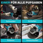 Akku Winkelschleifer 125mm für Makita 18V Akku (Ohne Akku), 8500U/min, Bürstenloser Profi-Schleifer 4-stufige Regelung, Kabellos Schleifer mit Zusatzhandgriff für Trennen, Schleifen & Bürsten