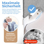 Zwergenbuddy® Rausfallschutz Boxspringbett & Elternbett (180x200cm) [8-teiliges Rausfallschutz Bett Set] Stabilitätsstange & Zwischenraumschutz – Bettgitter ist Laborgeprüft