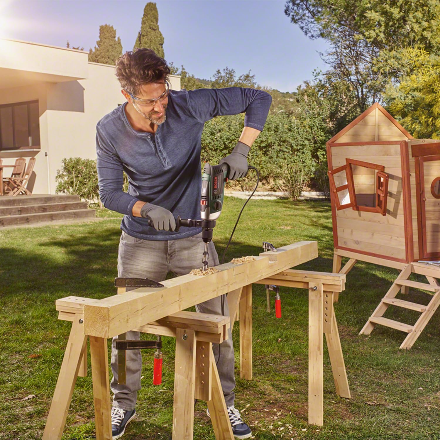 Bosch Schlagbohrmaschine AdvancedImpact 900 (Zusatzhandgriff, Tiefenanschlag, Koffer, 900 Watt)