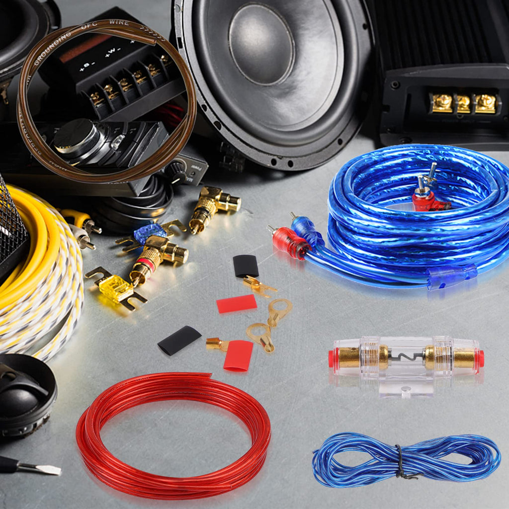 Verstärker Kabelsatz, Anschluss-Set Auto Verstärker Kabel Set, Subwoofer Kabel Set Endstufe Kabel, Car Audio Wire, 800W (10-Gauge Leitung, 4,5 Meter)