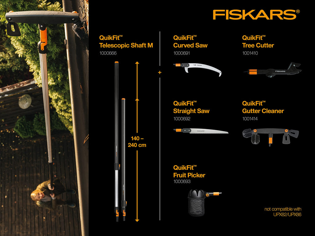 Fiskars Wertastungssäge für Arbeiten an weit entfernten Stellen, Werkzeugkopf, Länge: 55 cm, Gehärtetes Stahl-Sägeblatt, Schwarz/Orange, QuikFit, 1000691