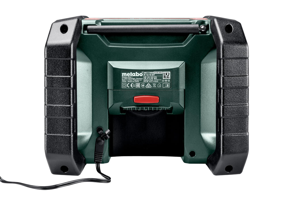 metabo Akku-Baustellenradio R 12-18 DAB+ BT – 600778850 – Robustes Radio mit digitalem DAB+ Empfang, Bluetooth und hoher Klangqualität – Inklusive Netzkabel – Ohne Akku