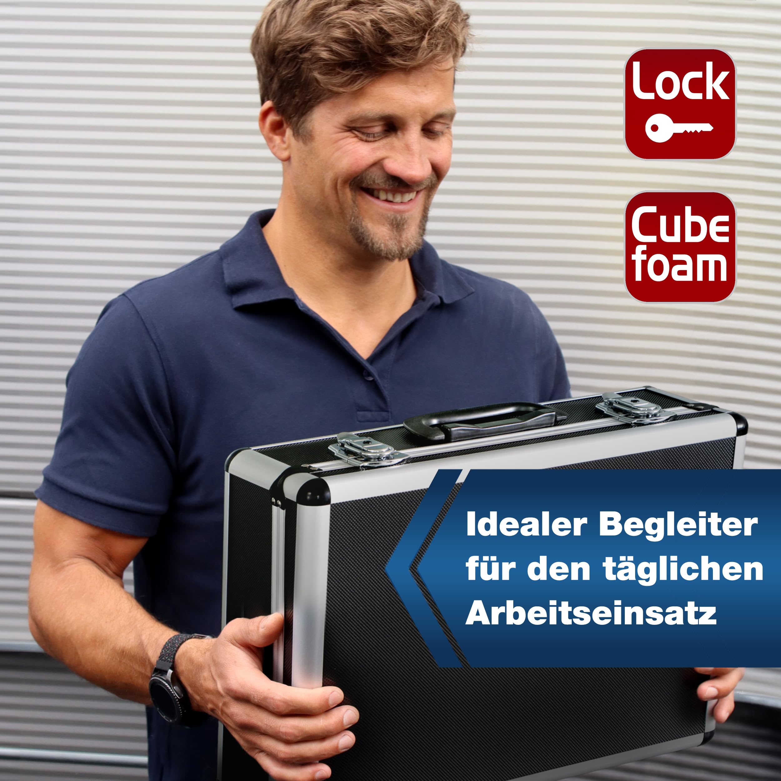 PeakTech Universalkoffer P 7305 – abschließbarer Universal-Transportkoffer mit Würfelschaumstoff – tragbarer Fotokoffer – robuster Koffer mit Schutz vor Regen und Staub – Groß (405 x 330 x 150 mm)