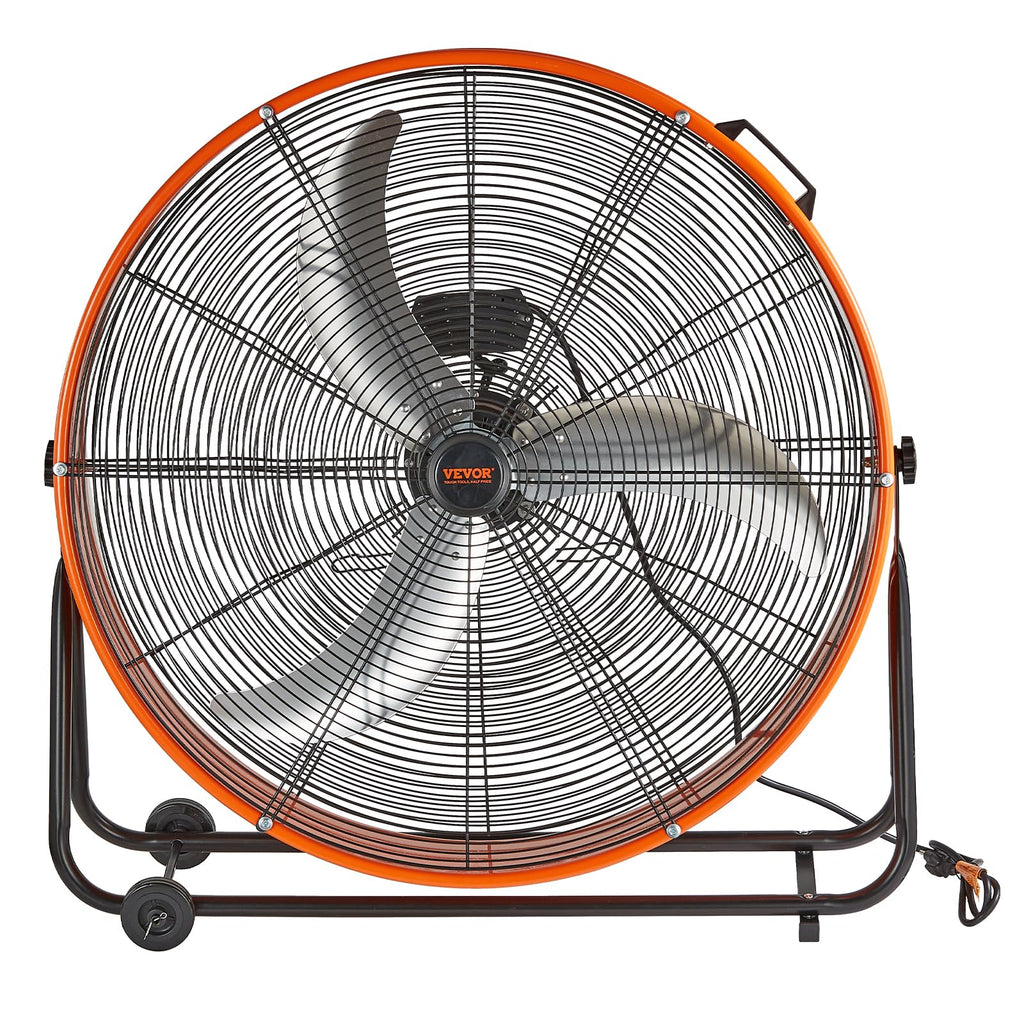 VEVOR Trommelventilator, 30 Zoll Industrie-Ladenventilator, Bodenventilator mit 3 Gänge, Trommelgebläse 13000 CFM, Standventilator 360° verstellbarer, Windmaschine für Lager, Werkstatt, Fabrik, Keller
