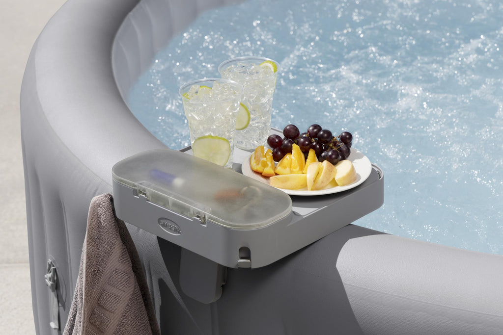 Bestway Xtras Lay-Z-SPA 4-in-1 Ablagetablett, 32 x 30 x 18 cm, verstellbar, geeignet für alle Lay-Z-SPA Modelle, spritzwassergeschütztes Aufbewahrungsfach, Handtuchaufhängern, Tablet-Halterung