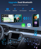 CarPlay & Android Auto Wireless, tragbares Podofo-Radio (10,26 Zoll) mit IPS-Touchscreen, unterstützt SuperLink OTA, Bluetooth, GPS, Sprachsteuerung, Mirror Link, FM, AUX