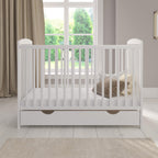 Love For Sleep Babybett Beistellbett 120x60cm mit Schaumstoffmatratze Weiß Jacob Kinderbett Baby Bett Holz - Kinderbett Babybett, Mitwachsend Gitterbett Baby Bed