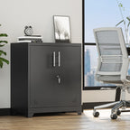 YITAHOME Aktenschrank Abschließbar, Metallschrank mit 2 Verstellbare Einlegeböden, Büroschrank Stahlschrank mit Belüftungslöcher für Arbeitszimmer Büro Garage Schule, Schwarz, 80 x 40 x 90cm