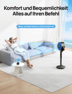 Dreo 25dB leiser Smart Standventilator, 120°+105°Omni-direktional oszillierend Ventilator mit Fernbedienung, 30M Windentfernung, 1650m³/h Luftvolume Turbo-Luftzirkulator Fans, 6 Modi 8-Geschwindigkeit