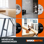 WORX Nitro WX531.9 Akku Kreissäge 20V – Leistungsstarke Bürstenlose Kreissäge für exakte, gerade Schnitte – Schneidet mühelos Holz, Metall, Fliesen & Plastik – ohne Akku & Ladegerät