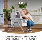 kk Kinderkraft Kinderkraft Kinderbett 3 in 1 lOVI, Kinderreisebett, Stubenwagen, Babywiege, Baby Wippe, Zusammenklappbar, Einfach Transport, mit Zubehör, Tasche, Moskitonetz,von Geburt bis 9 kg, Grau