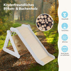 COSTWAY 4 in 1 Kletterdreieck mit Rutsche, Klettergerüst aus Holz, Sprossendreieck zum Rutschen und Klettern, für Kinder ab 1 Jahre (Grau)