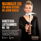 PICARD Ganzstahl-Latthammer Nr. 790 geraut | Magnetischer Nagelhalter | Ledergriff aus verwindungssicherem Kernleder | Gewicht: 907g | Ideal für Dachdecker & Schreiner | Made in Germany seit 1857