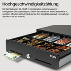 Safescan SD-3540 Standard-Duty Kassenschublade mit 4 Fächern für Banknoten und 8 für Münzen - Kassenlade mit RJ-12 Anschluss (z.B. Registrierkasse) - Solide Kassenschublade von 35 x 40,5 x 10,5 cm