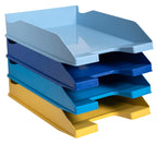 Exacompta 113202SETD 4er Pack Briefablage BeeBlue aus Recycling-Kunststoff DIN A4. Ideale Briefkörbe für Ihre Organisation. Stapelbare Ablagekörbe farbig sortiert Blauer Engel Combo Midi